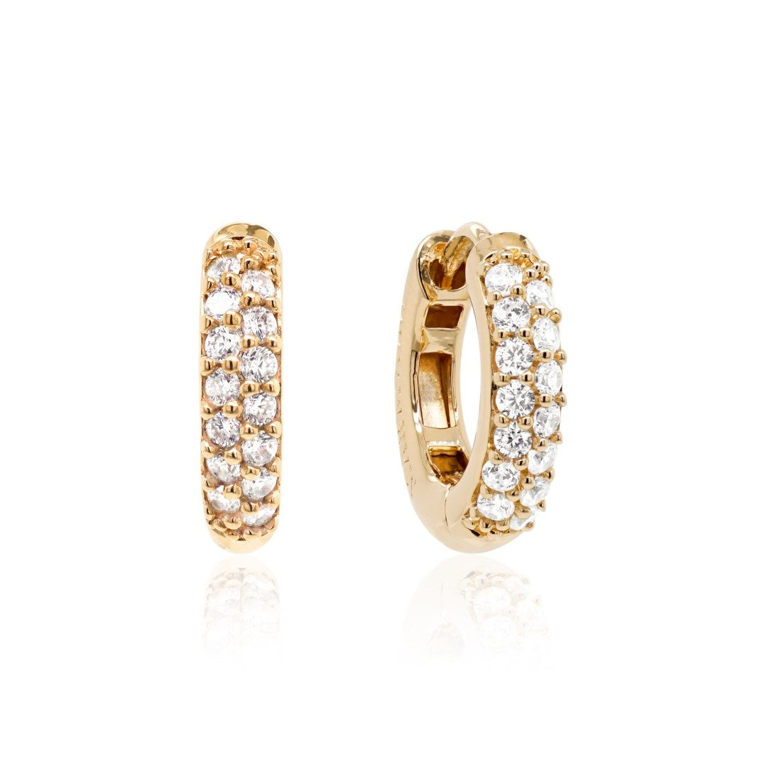 Round sparkling base earrings in gold