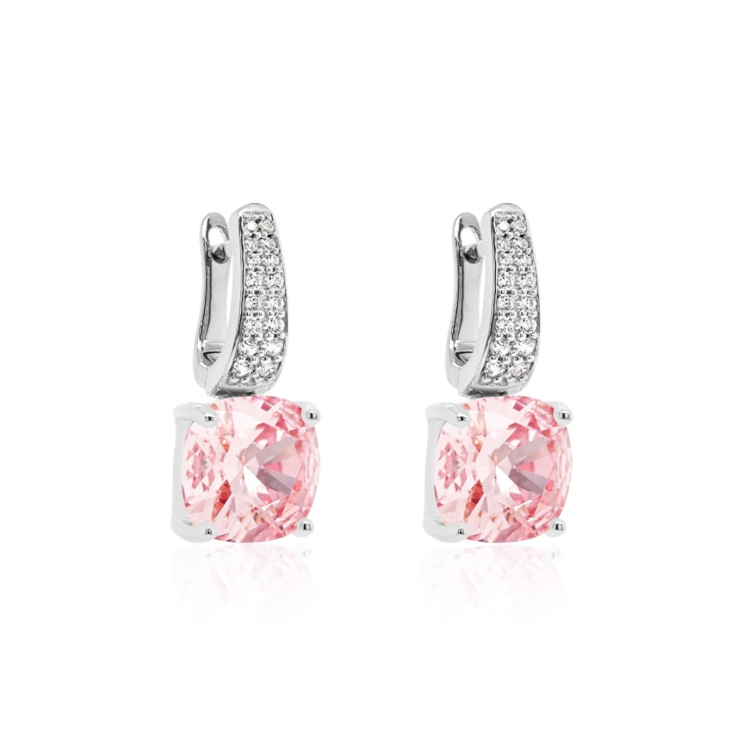 Large crystal earrings in silver (choose your colour)