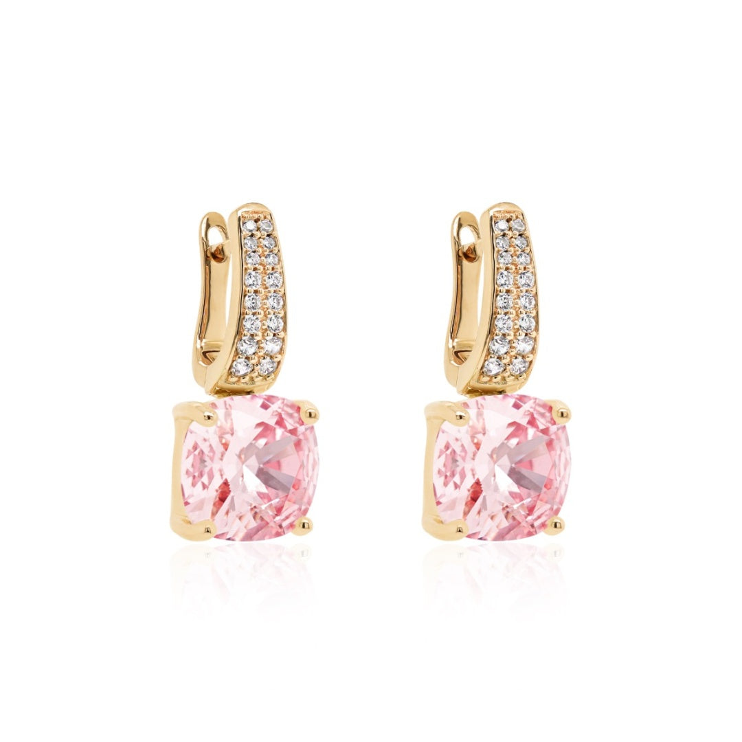 Large crystal earrings in gold (choose your colour)