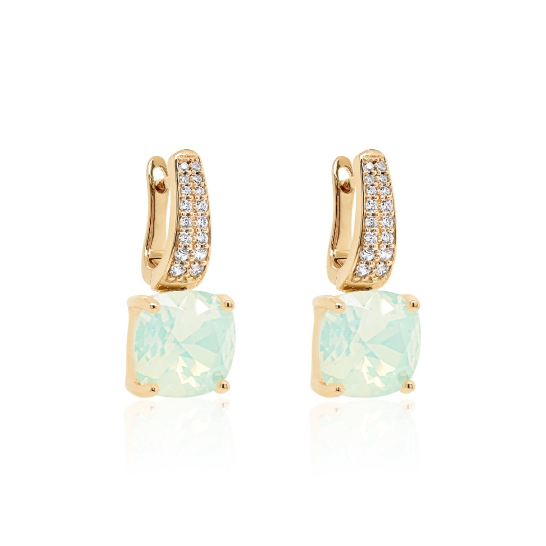 Large crystal earrings in gold (choose your colour)