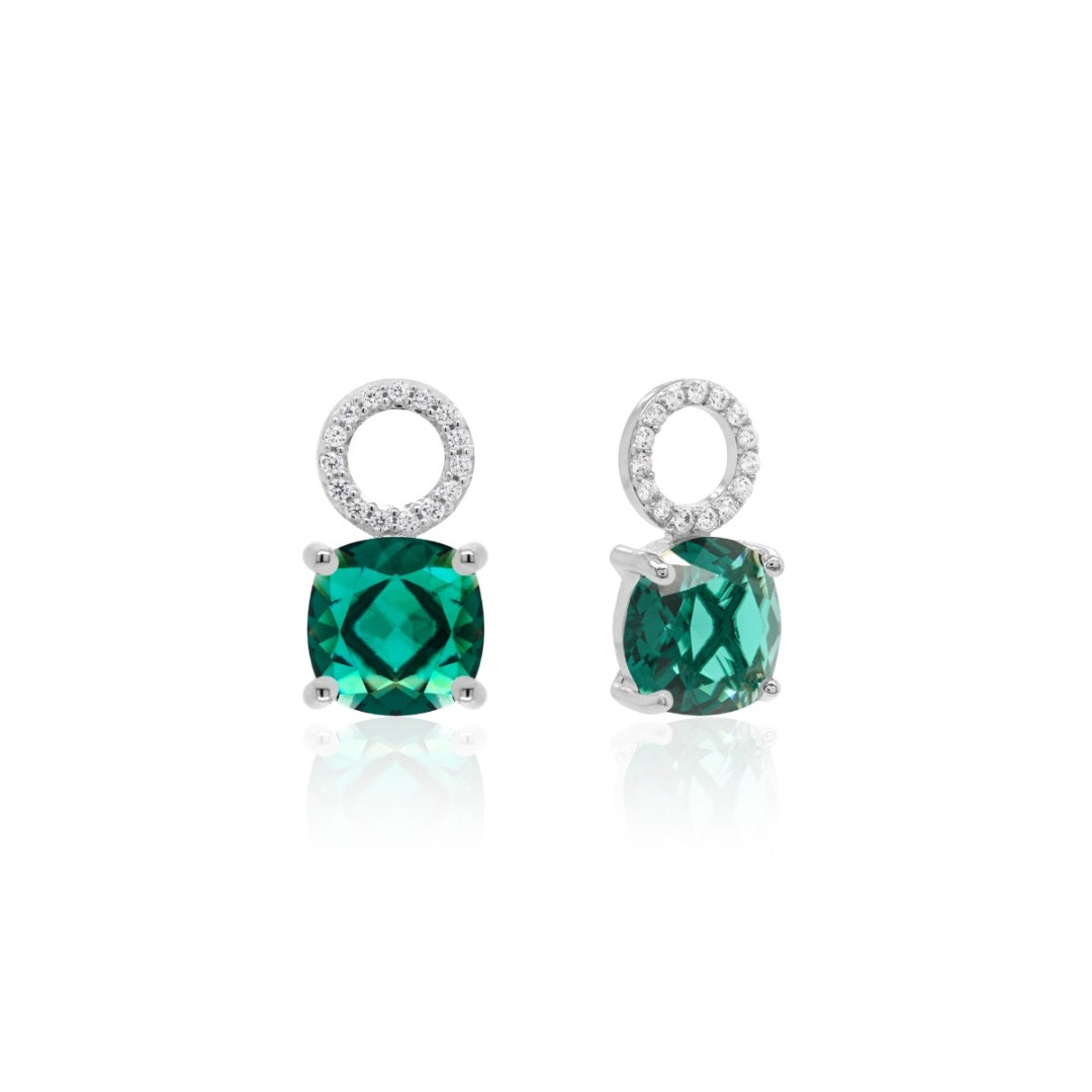 Squared stone charms in silver (choose your colour)