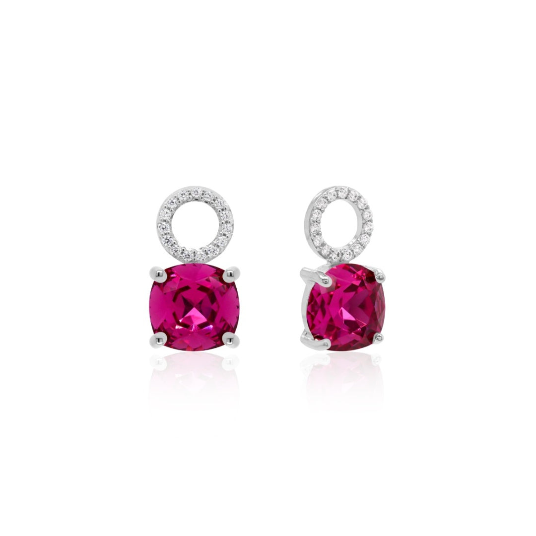 Squared stone charms in silver (choose your colour)