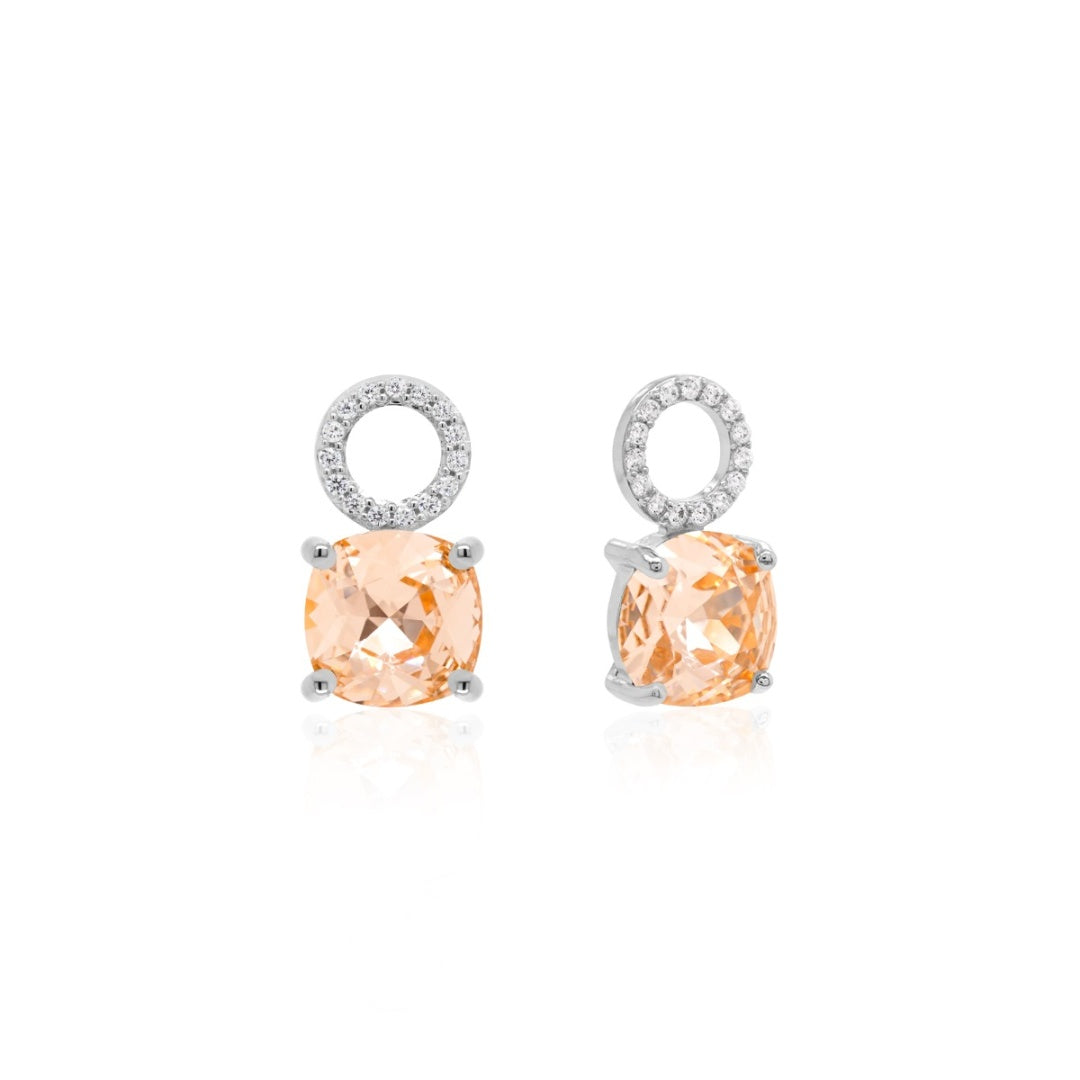Squared stone charms in silver (choose your colour)