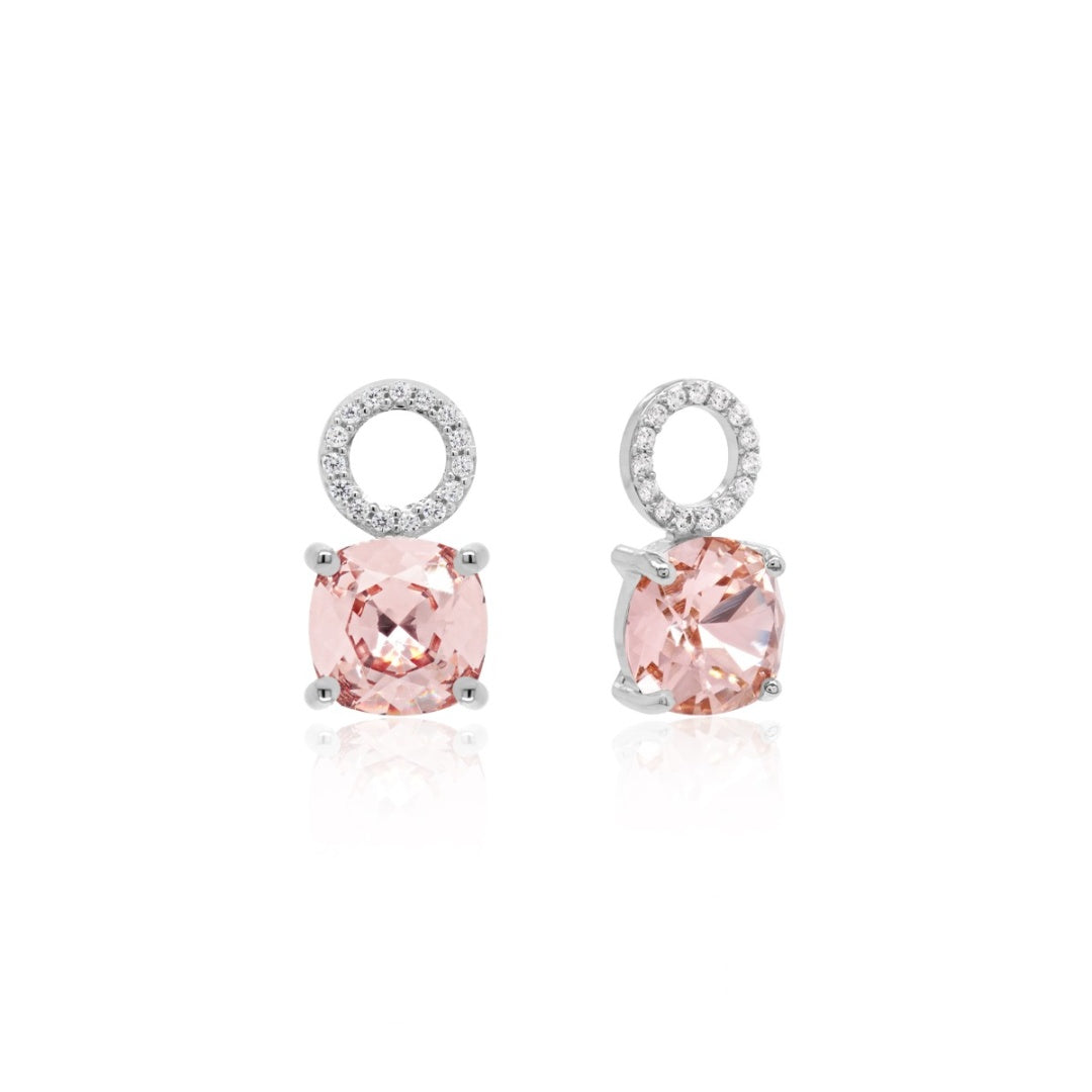 Squared stone charms in silver (choose your colour)