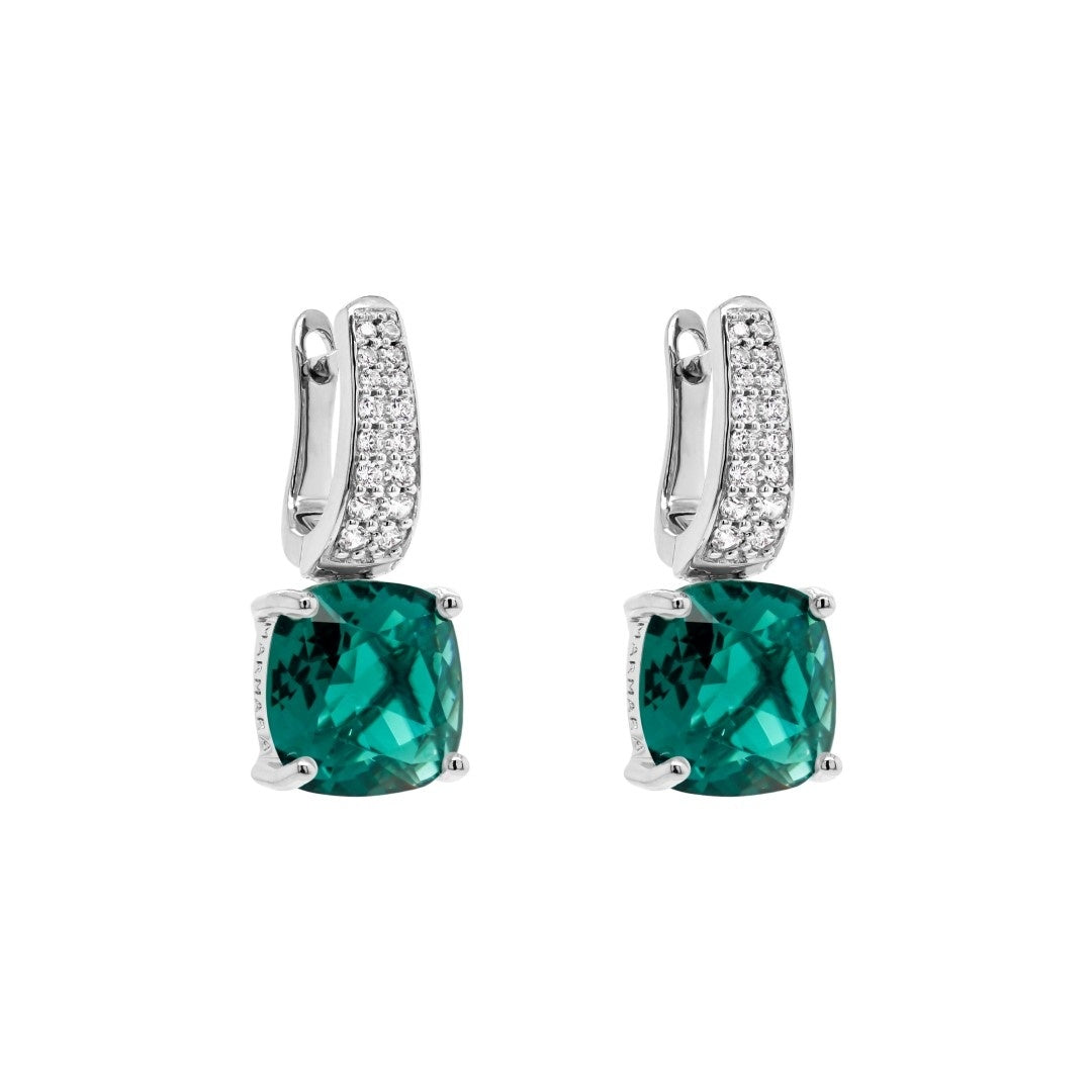 Large crystal earrings in silver (choose your colour)