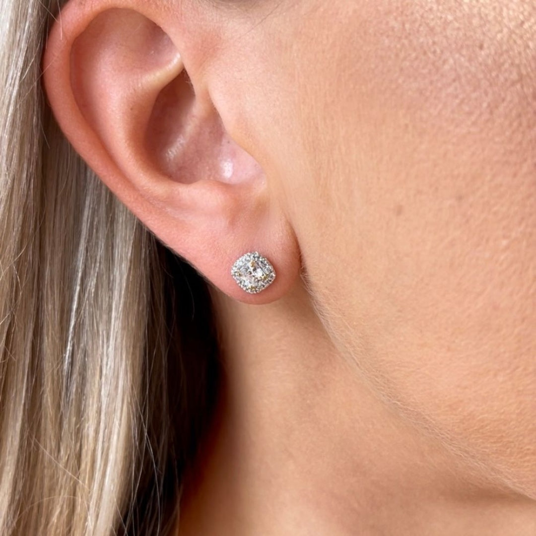 Small cushion stud earrings