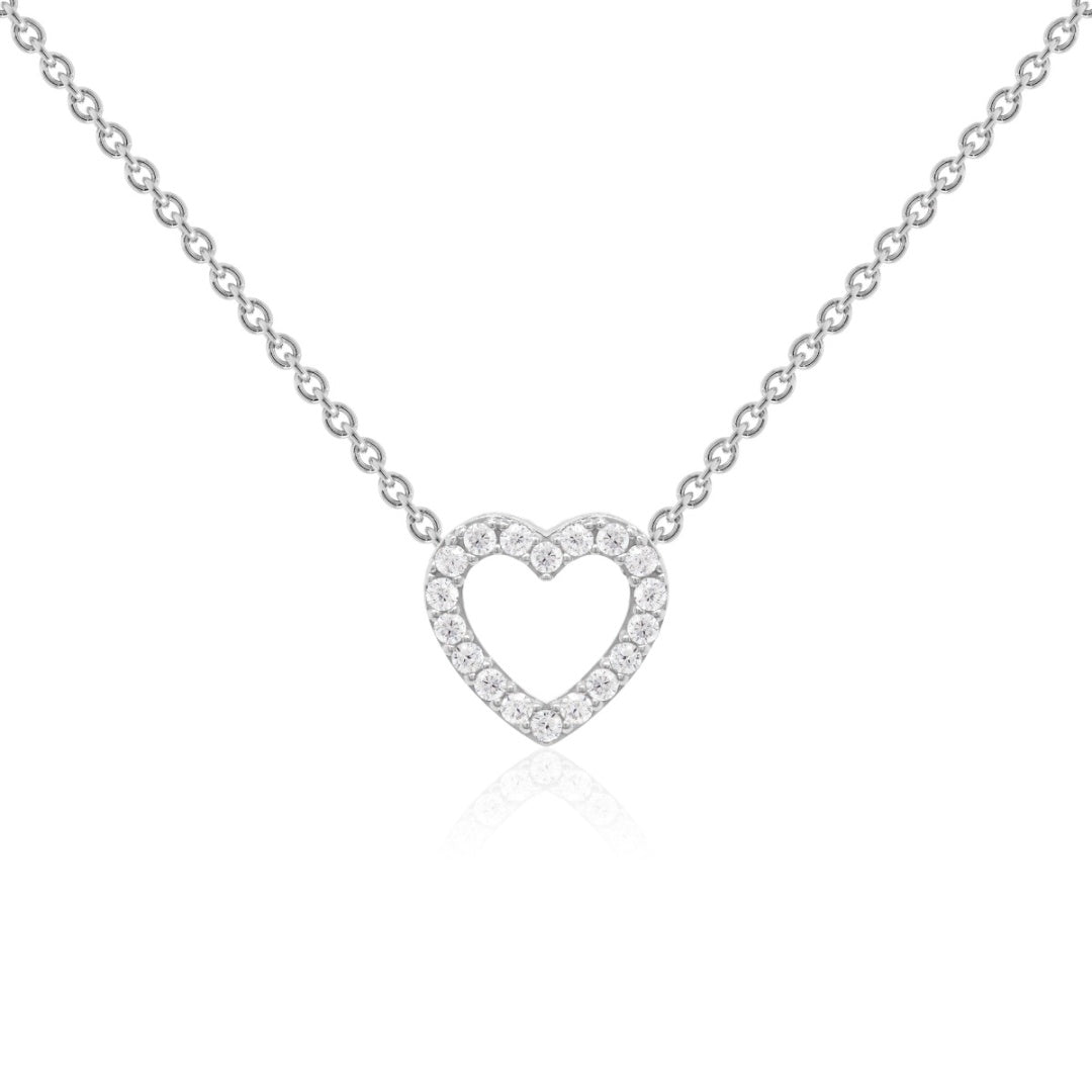 Petite pavé heart in silver