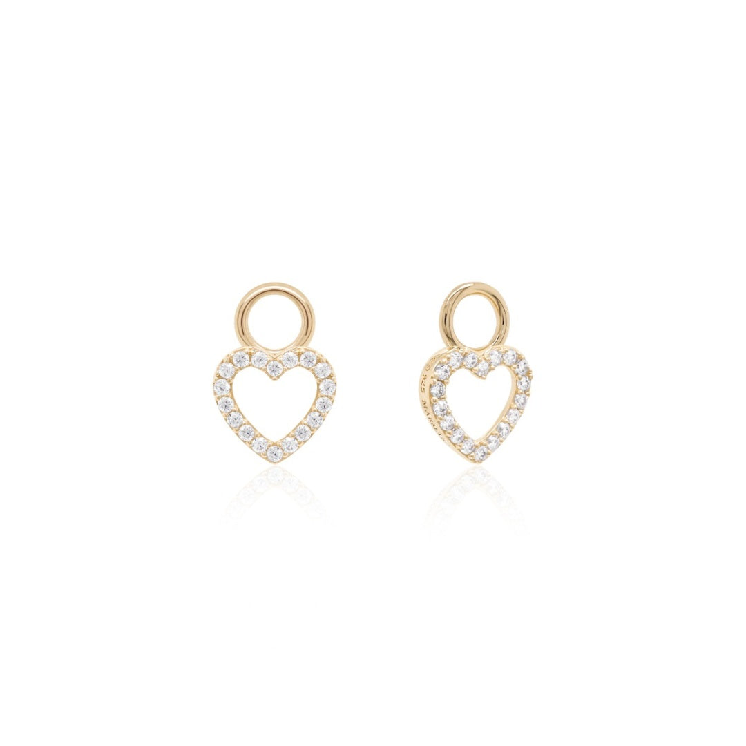 Petite pave hearts gold