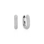 Sparkling link base earring silver