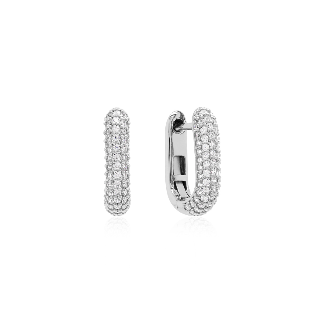 Sparkling link base earring silver