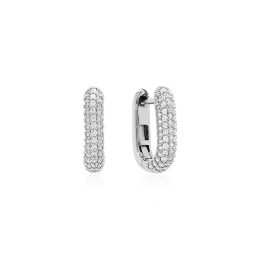 Sparkling link base earring silver