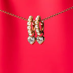 Freshwater pearls with a sparkly heart earring set