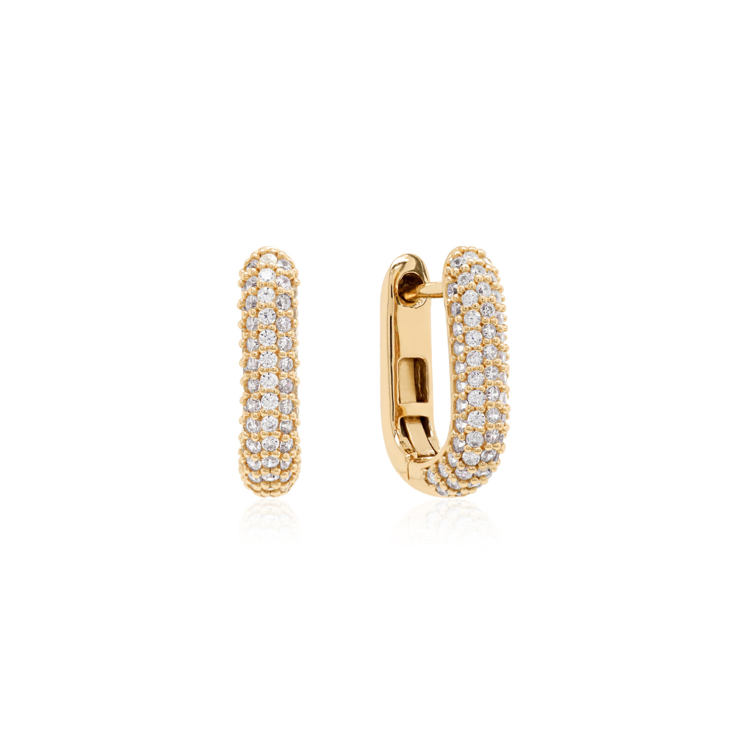 Sparkling link base earrings gold