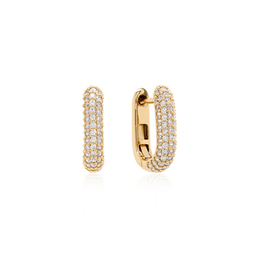 Sparkling link base earrings gold