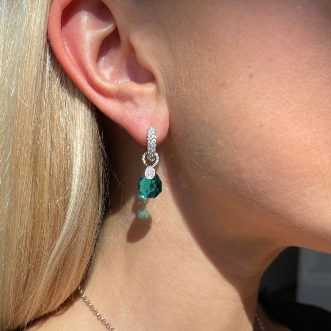 Peardrop charms in silver (choose your colour)