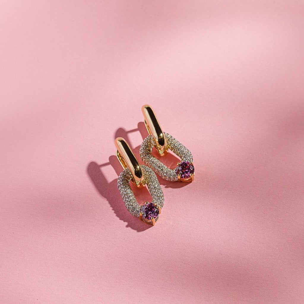 Oval drop link in gold (choose your colour)