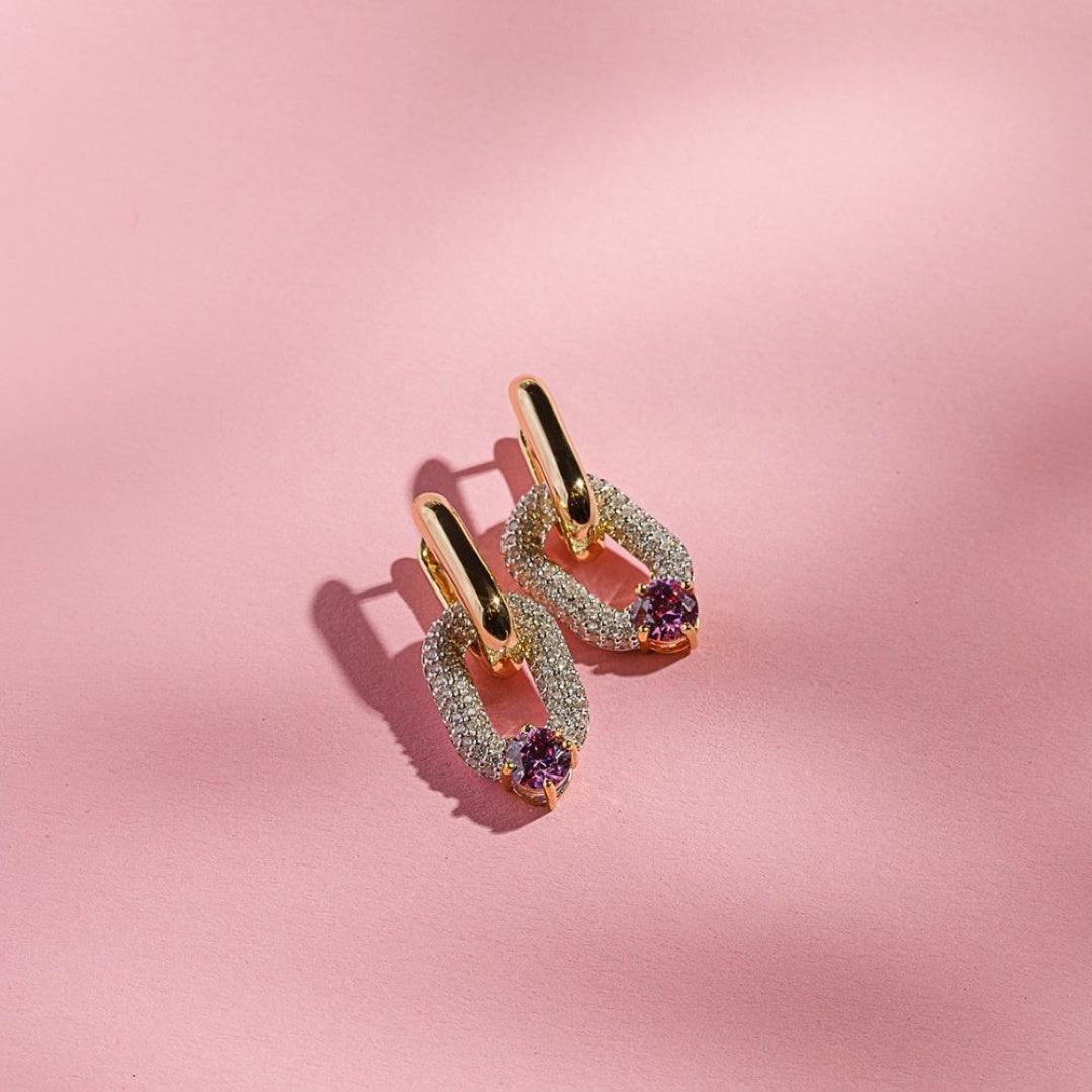 Oval drop link in gold (choose your colour)