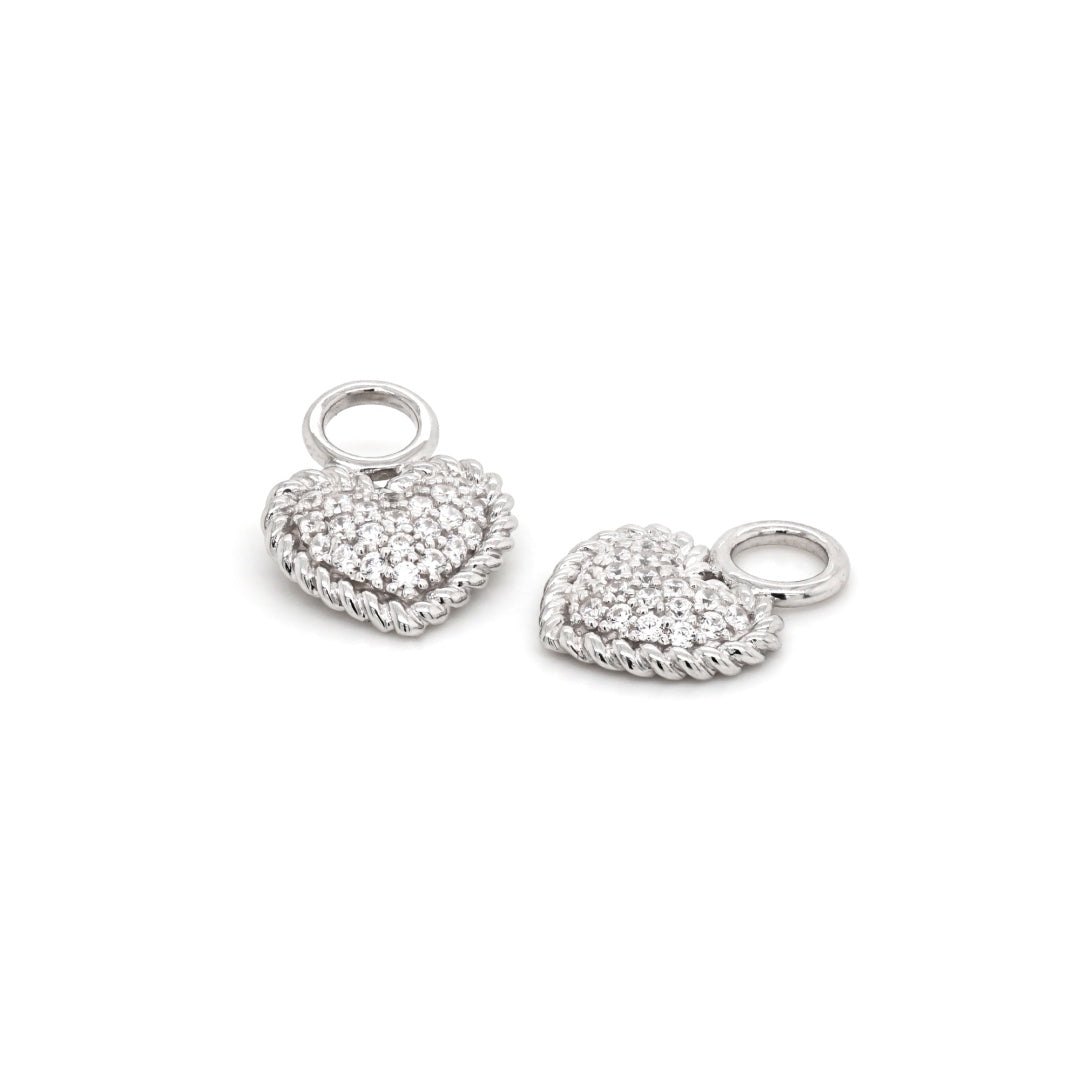 Pave heart silver