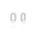 Oval drop link with a pearl