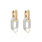 Oval drop earring set with freshwater pearl