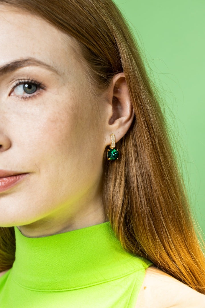 Large crystal earrings in gold (choose your colour)