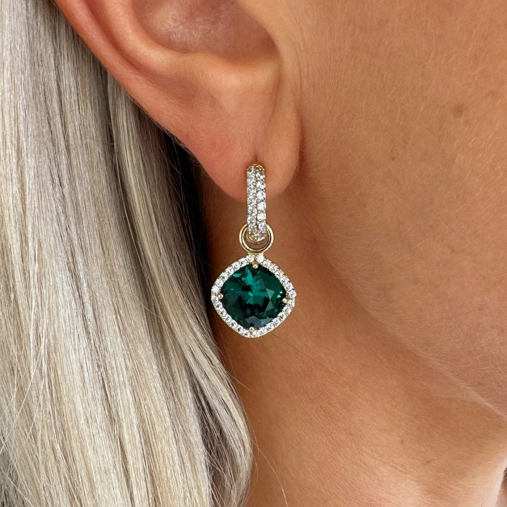 Round sparkling base earrings in gold