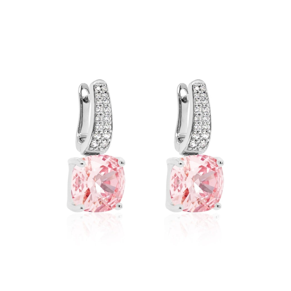 Large crystal earrings in silver (choose your colour)