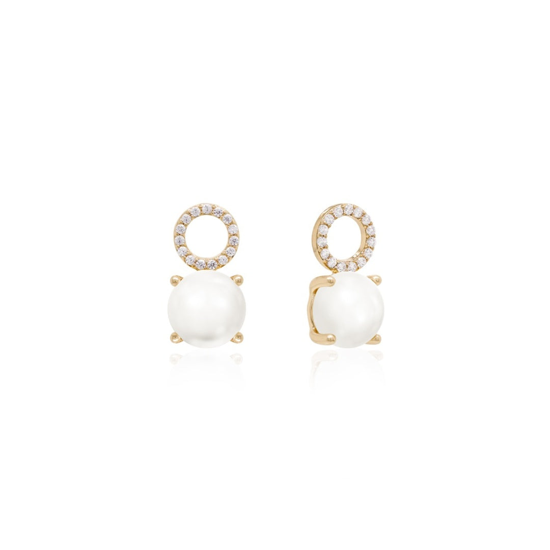 Sparkly freshwater pearl charms 8mm in gold