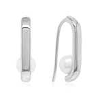 Link drop pearl earrings in silver