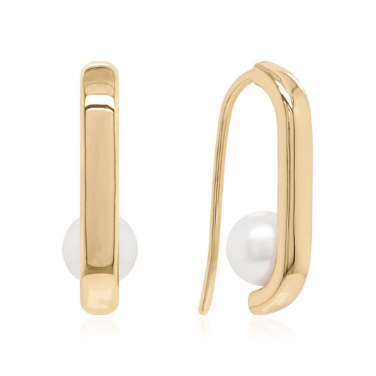 Link drop pearl earrings in gold