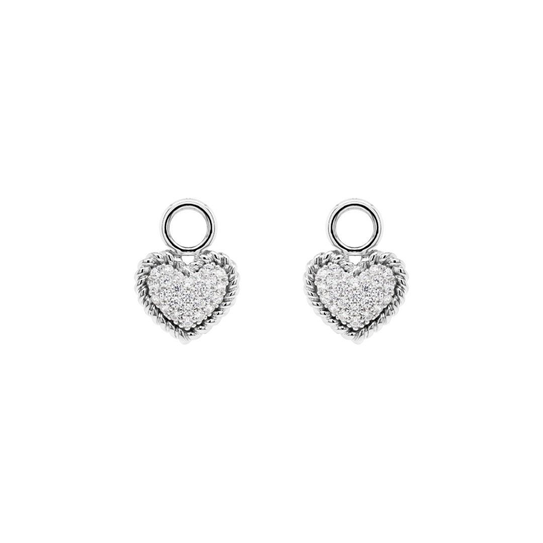 Pave heart silver