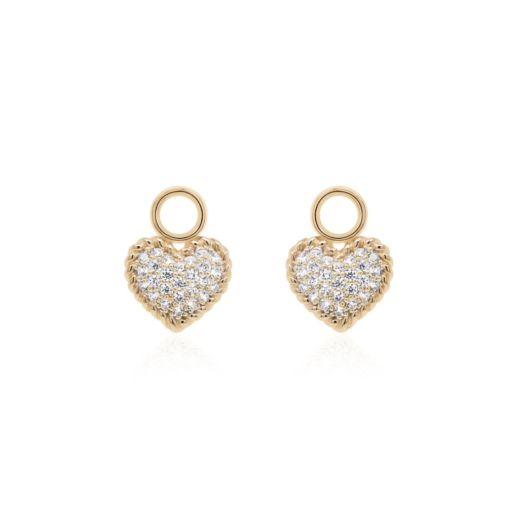Pavé heart charms in gold