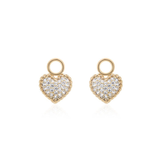 Pave heart charms in gold