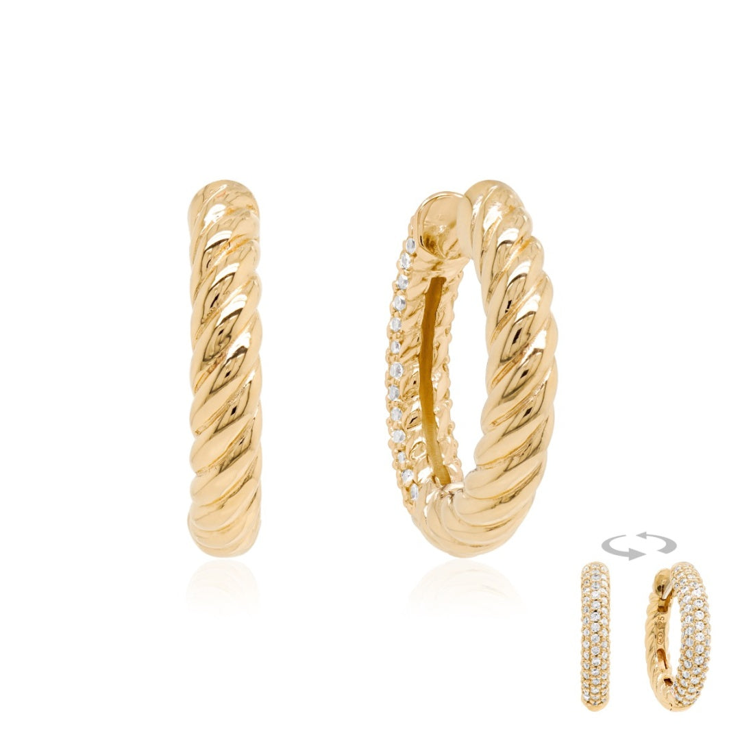 Knotty two-sided gold plated base earrings