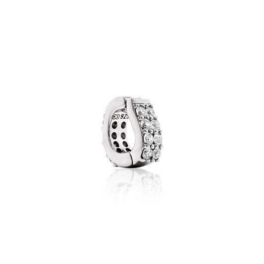 Sparkling charm connector in silver