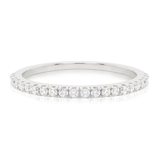 Petite pavé stacking ring in silver